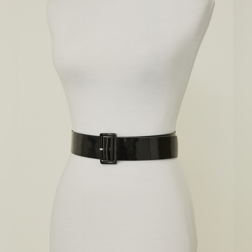 Sleek black chunky wide adjustable belt sz L 90'sโ edgy chic
